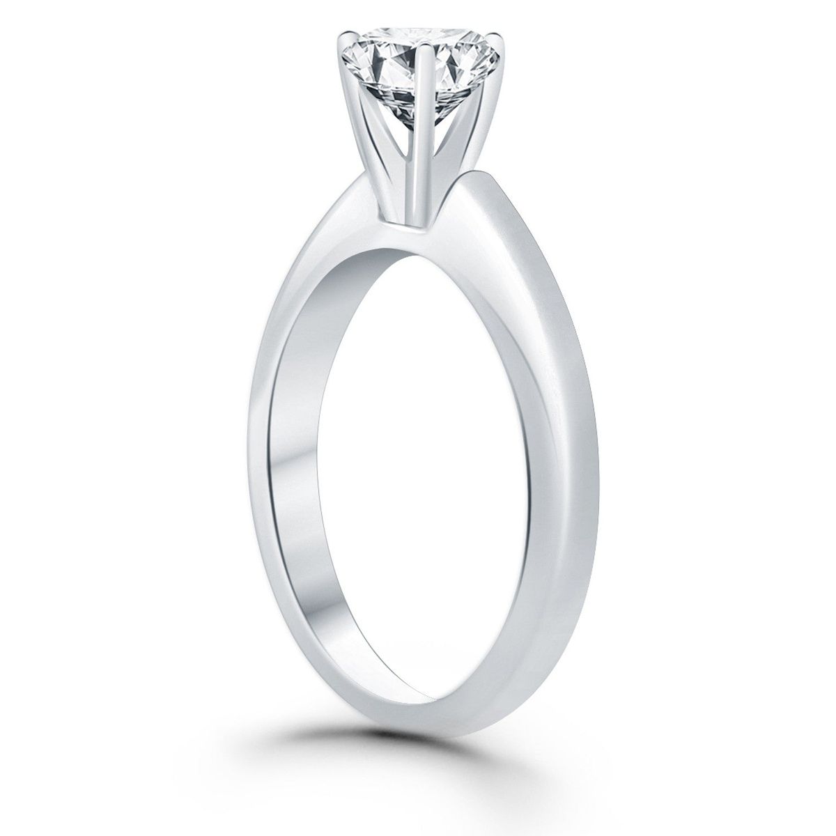 14k White Gold Solitaire Cathedral Engagement Ring thumbnail 3
