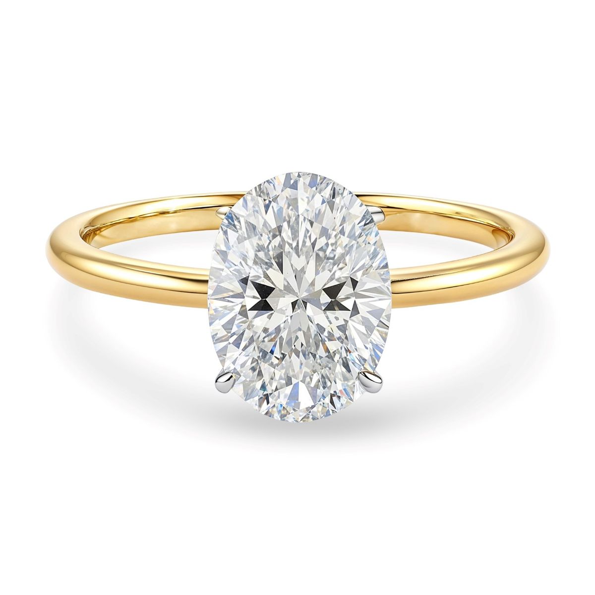 2 Carat Oval Lab Grown IGI G/VS1 Diamond Solitaire Ring in 14K Yellow Gold thumbnail 4