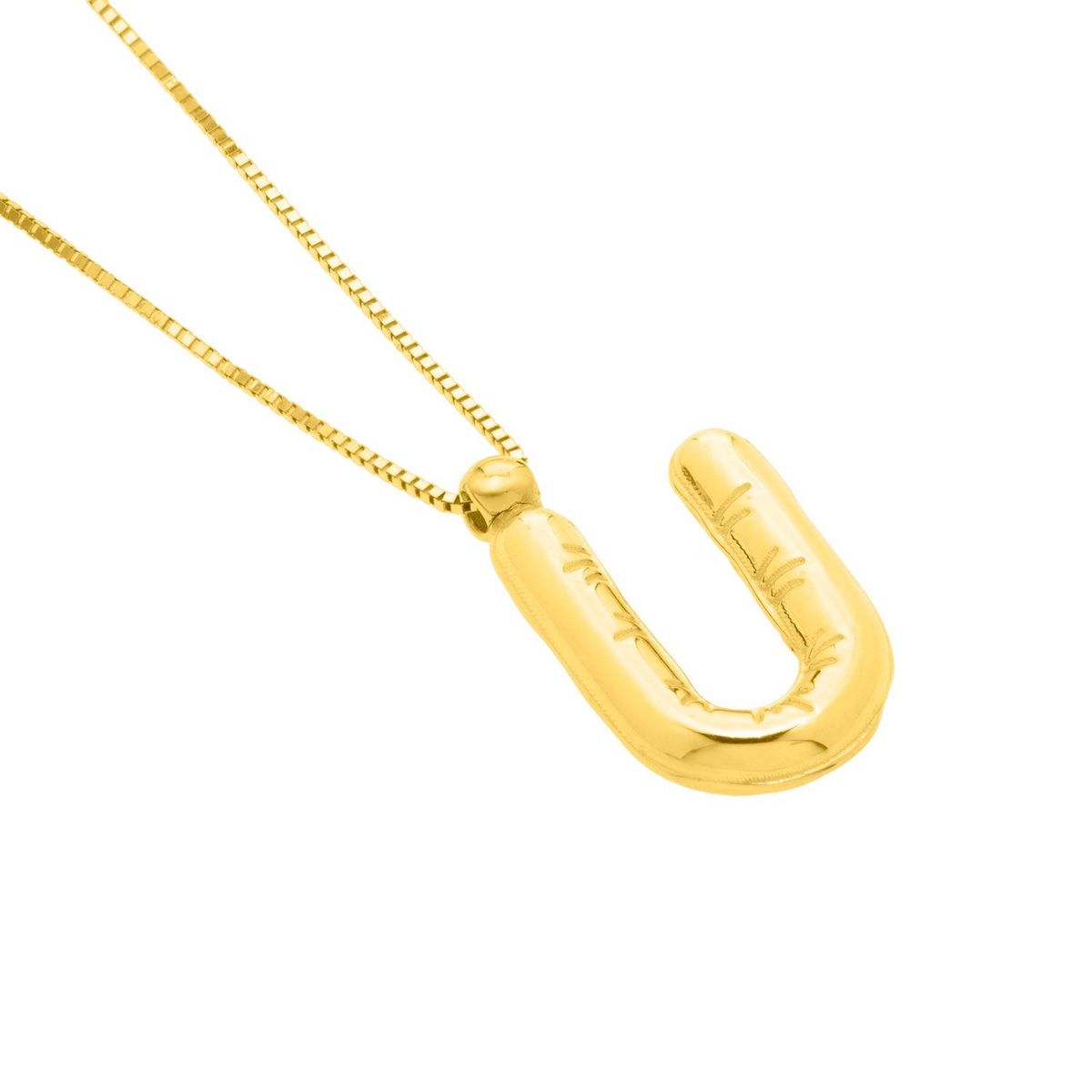 14K Yellow Gold Helium Initial U Pendant thumbnail 3