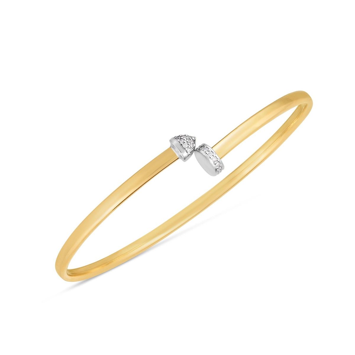 14k Two Tone Gold Diamond Hardware Bangle (3.00 mm) thumbnail 2