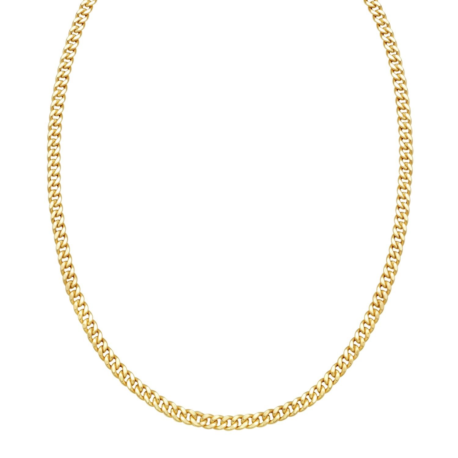 14K Yellow Gold Petite Faceted Cuban Link Chain Necklace (4.50 mm)