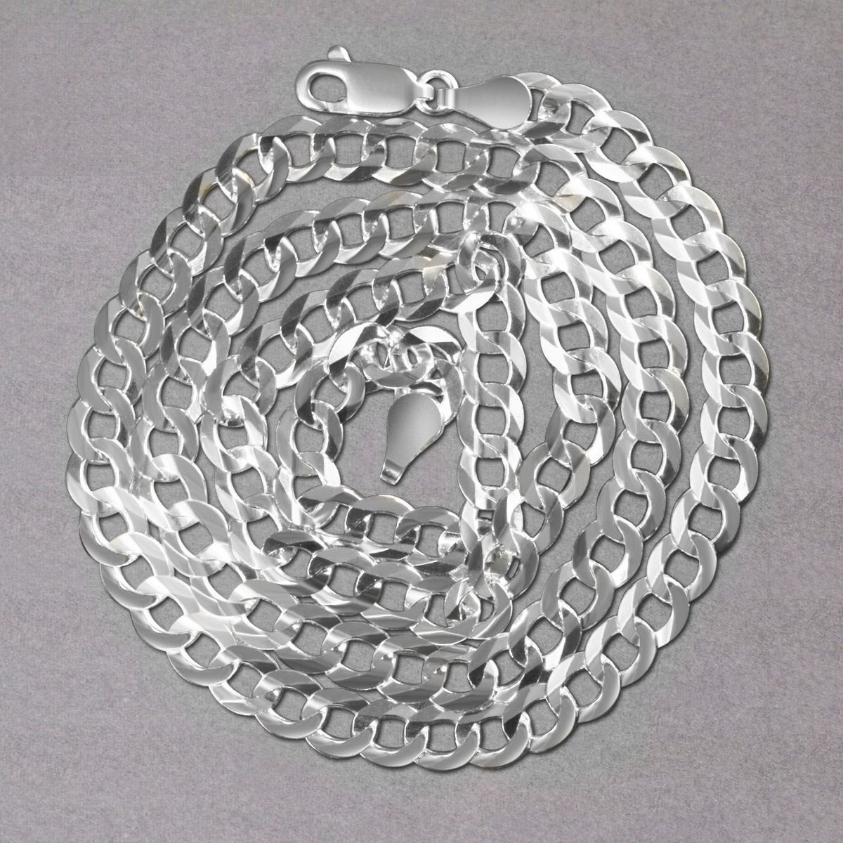 Rhodium Plated Sterling Silver Curb Style Chain (5.50 mm) thumbnail 5