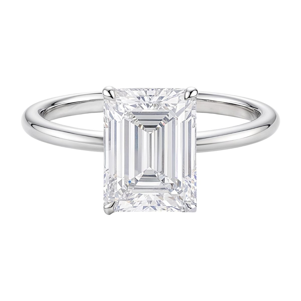 3 Carat Emerald Lab Grown IGI G/VS1 Diamond Solitaire Ring in 14K White Gold thumbnail 4