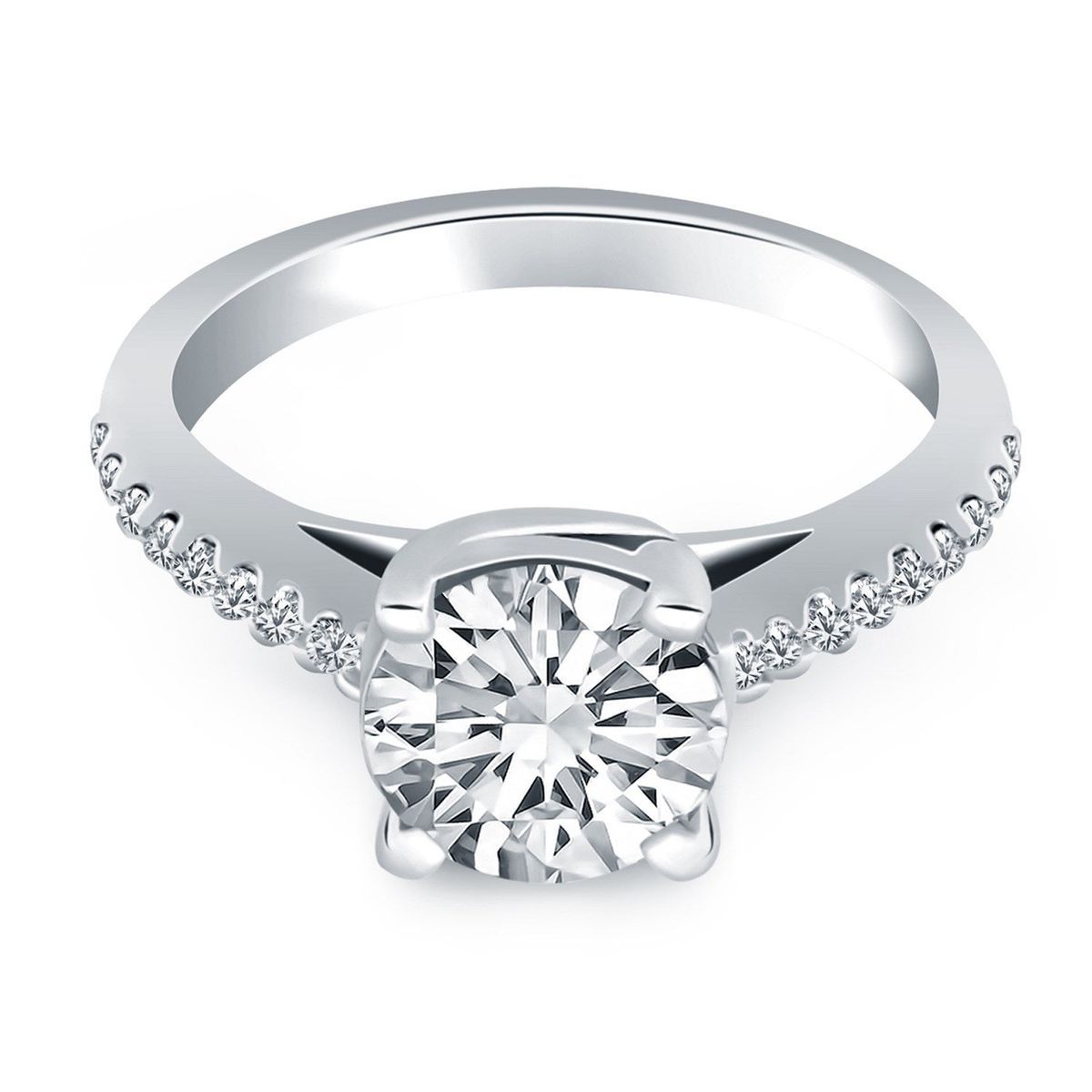 14k White Gold Trellis Diamond Engagement Ring thumbnail 2