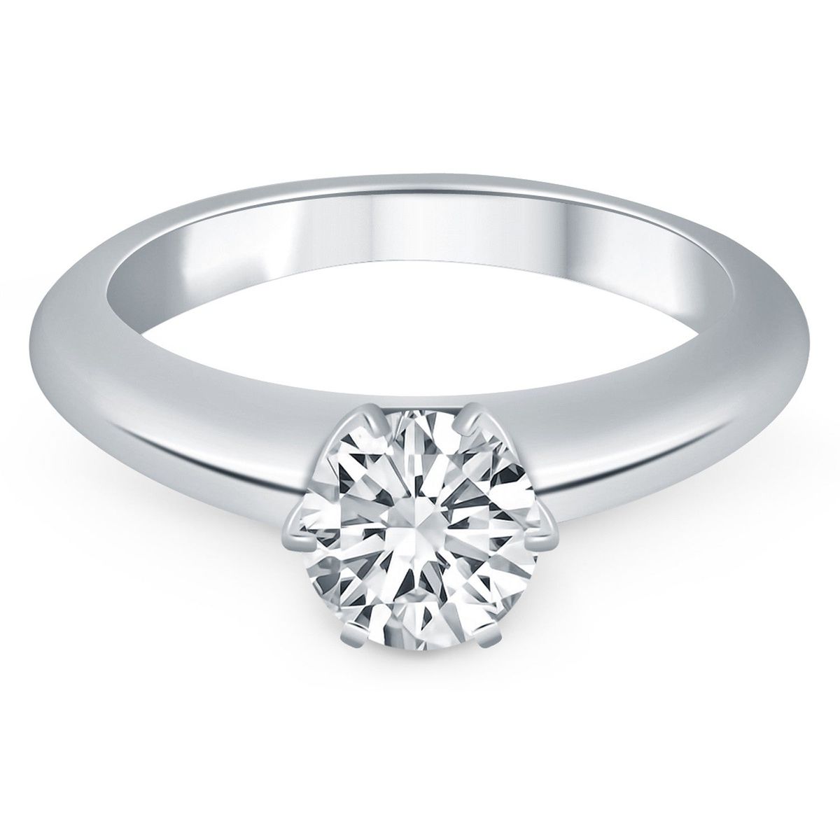 14k White Gold Solitaire Cathedral Engagement Ring thumbnail 2