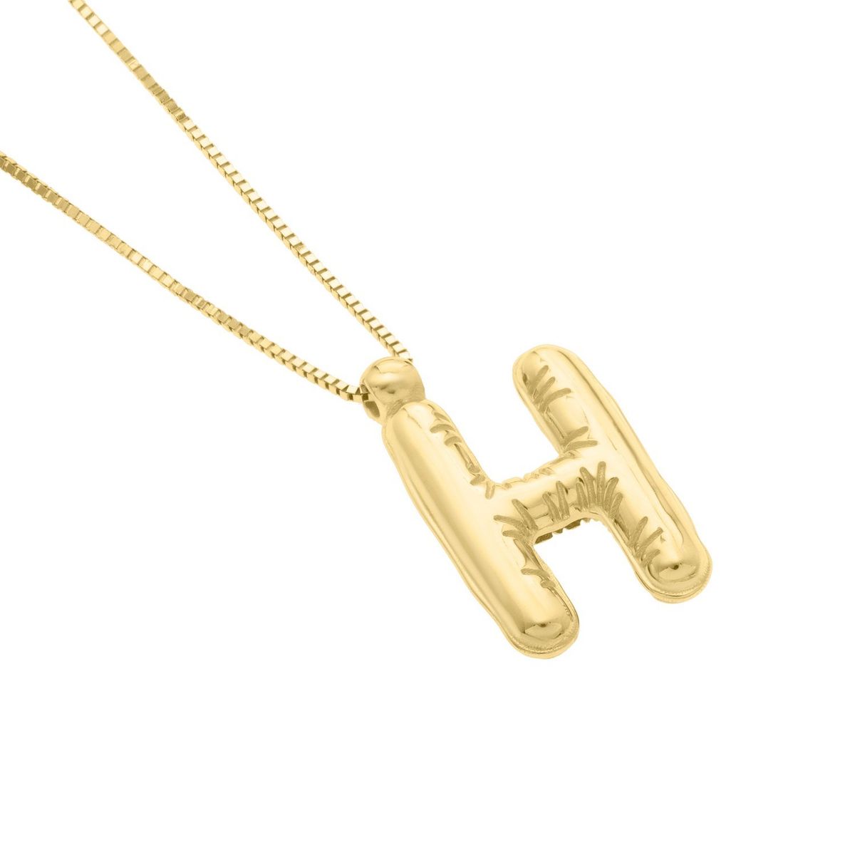14K Yellow Gold Helium Initial H Pendant thumbnail 3