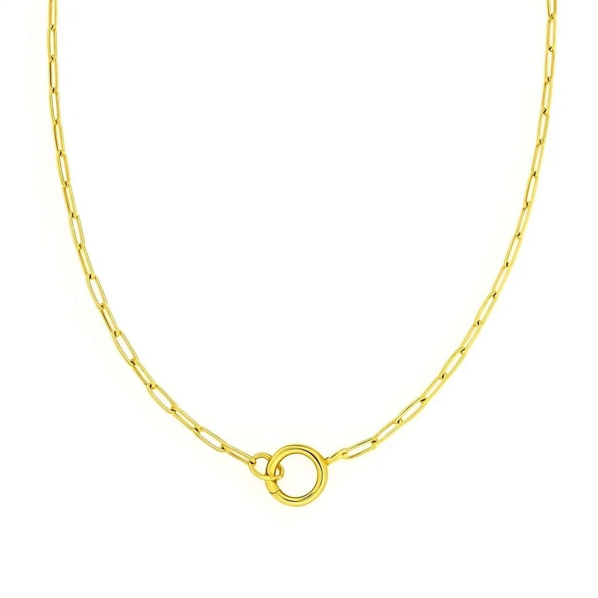 14k Yellow Gold High Polish The Invisible Paperclip Clasp Necklace thumbnail 5