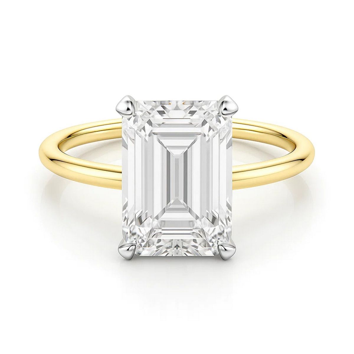 5 Carat Emerald Lab Grown IGI G/VS1 Diamond Solitaire Ring in 10K Yellow Gold thumbnail 4