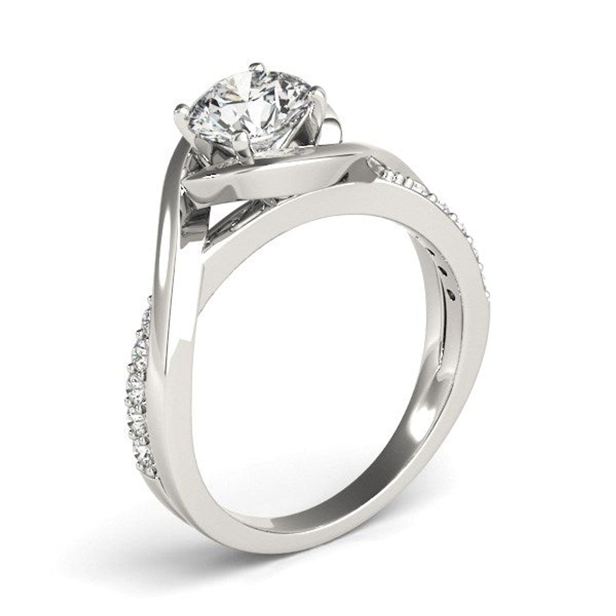 14k White Gold Split Band Round Bypass Diamond Engagement Ring (1 1/8 cttw) thumbnail 3