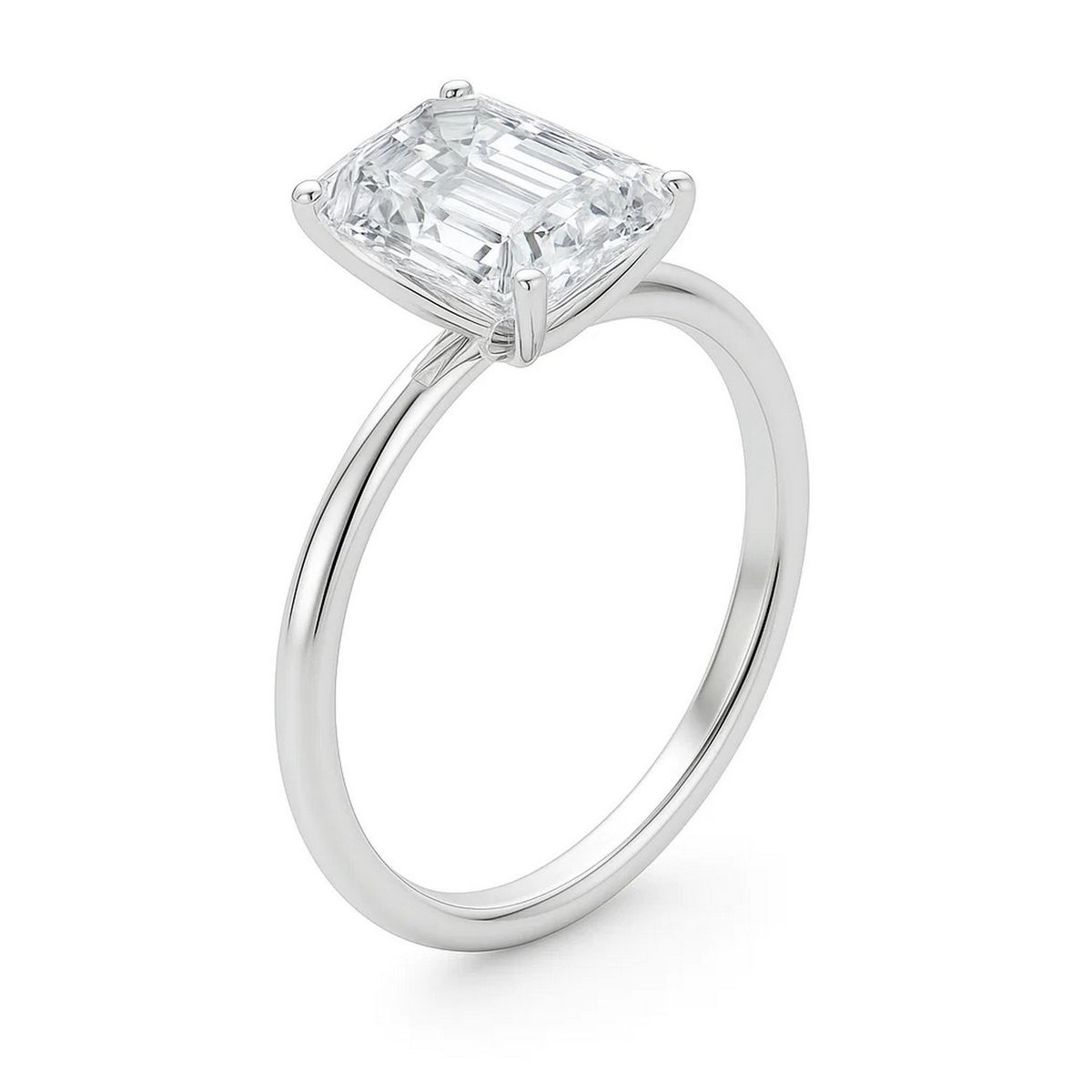 5 Carat Emerald Lab Grown IGI G/VS1 Diamond Solitaire Ring in 14K White Gold thumbnail 3
