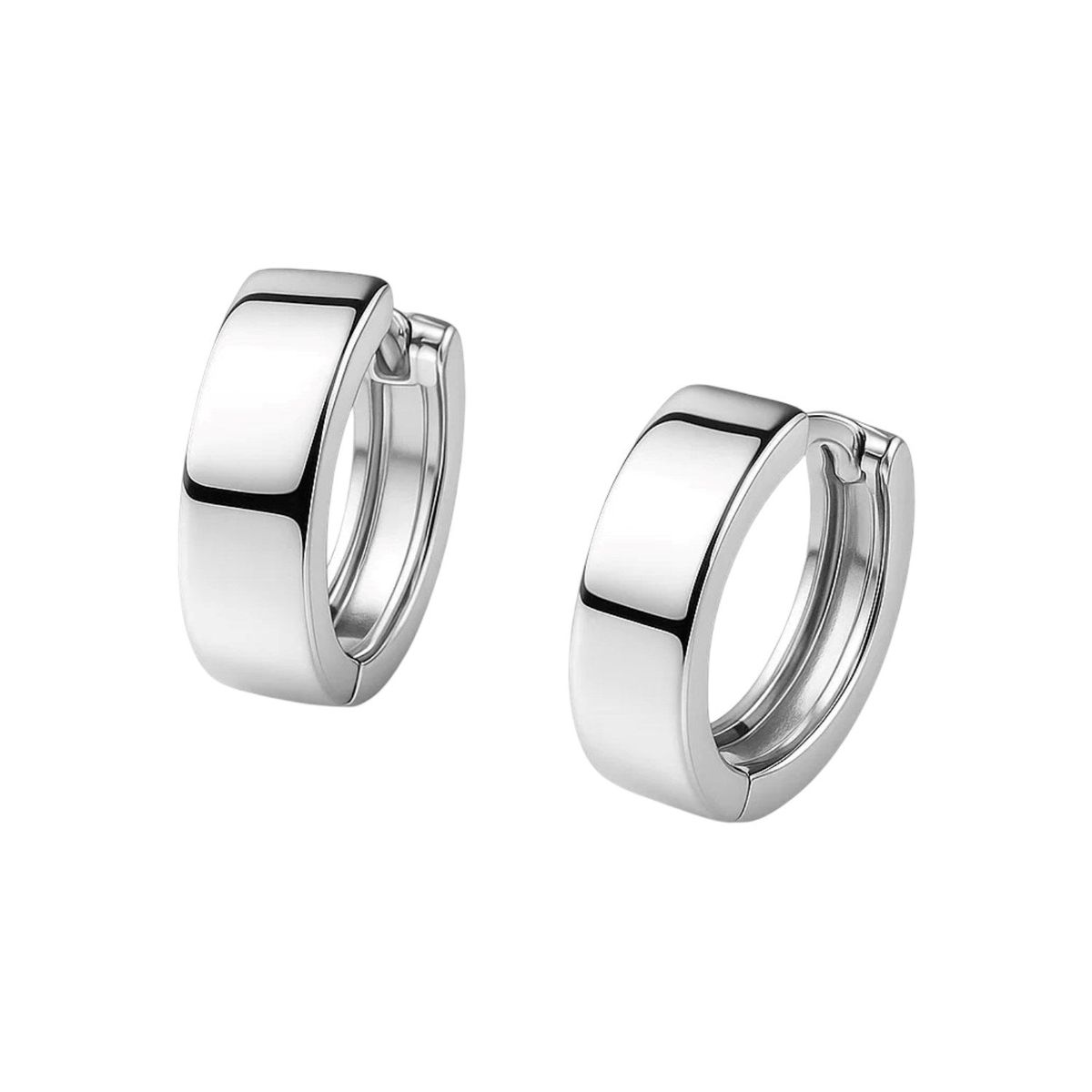 10k White Gold Snuggable Hoop Earrings thumbnail 2