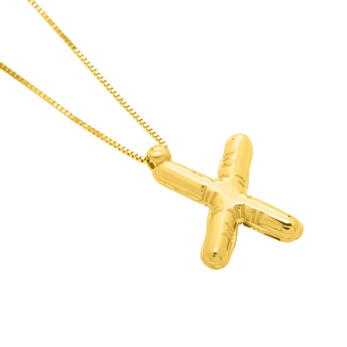 14K Yellow Gold Helium Initial X Pendant thumbnail 3