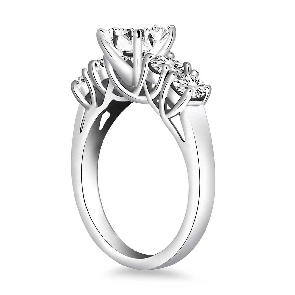 14k White Gold Five Stone Diamond Trellis Engagement Ring thumbnail 2