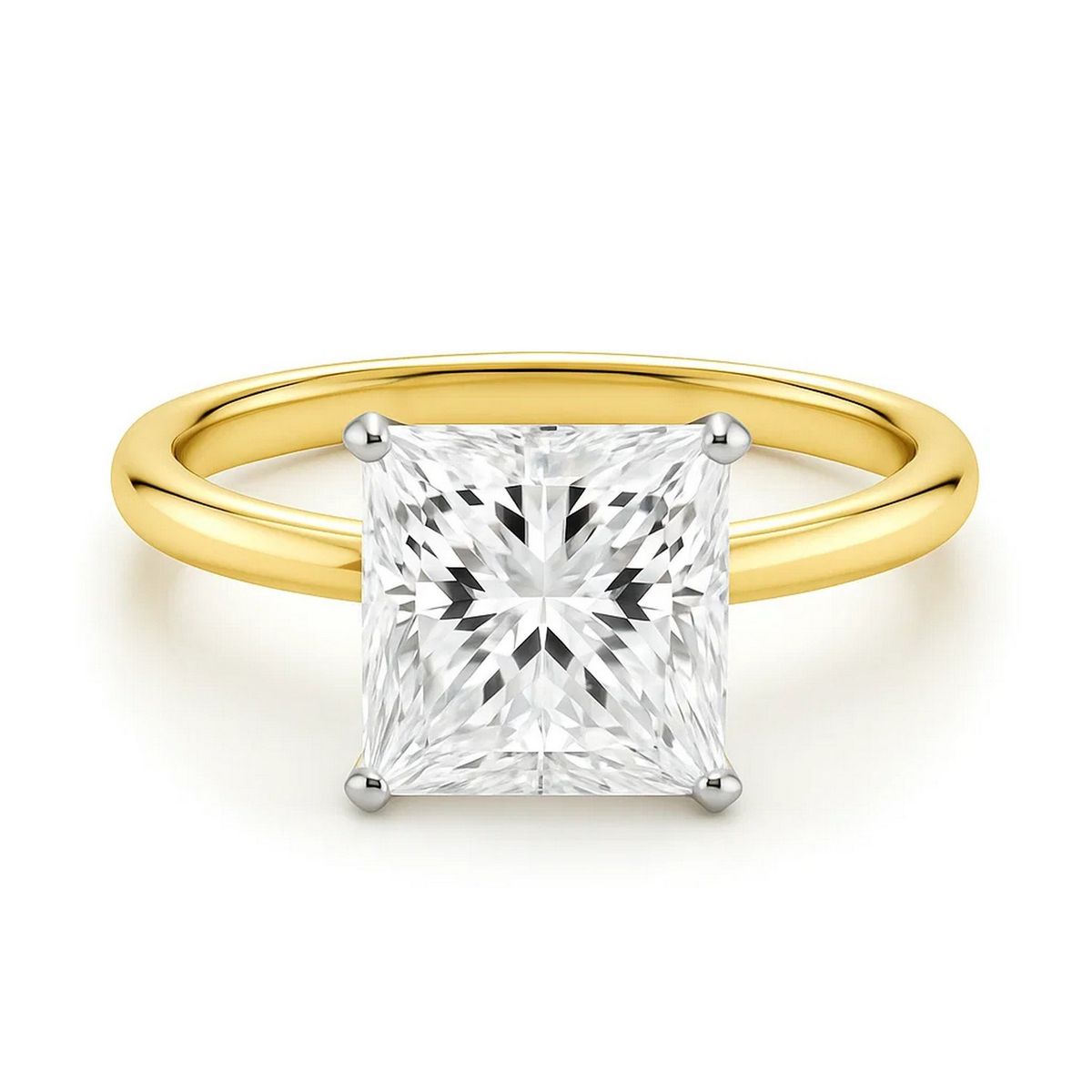 5 Carat Princess Lab Grown IGI G/VS1 Diamond Solitaire Ring in 10K Yellow Gold thumbnail 4