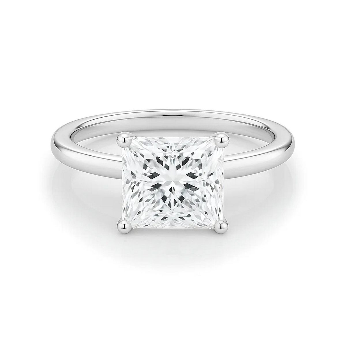 2 Carat Princess Lab Grown IGI G/VS1 Diamond Solitaire Ring in 10K White Gold thumbnail 4