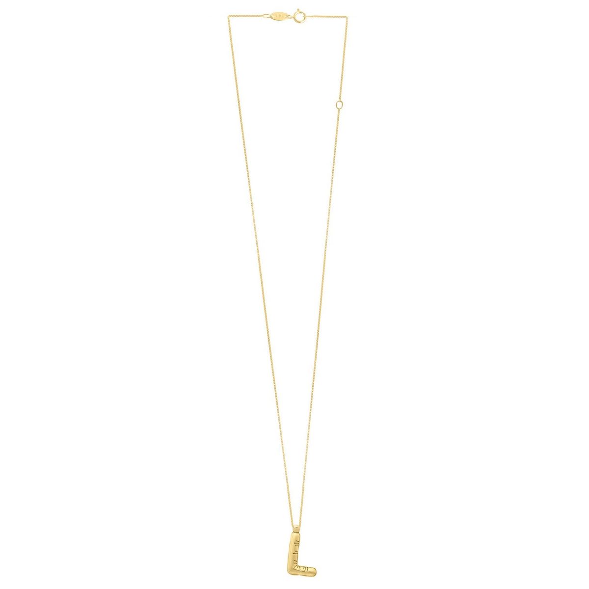 14K Yellow Gold Helium Initial L Pendant thumbnail 2
