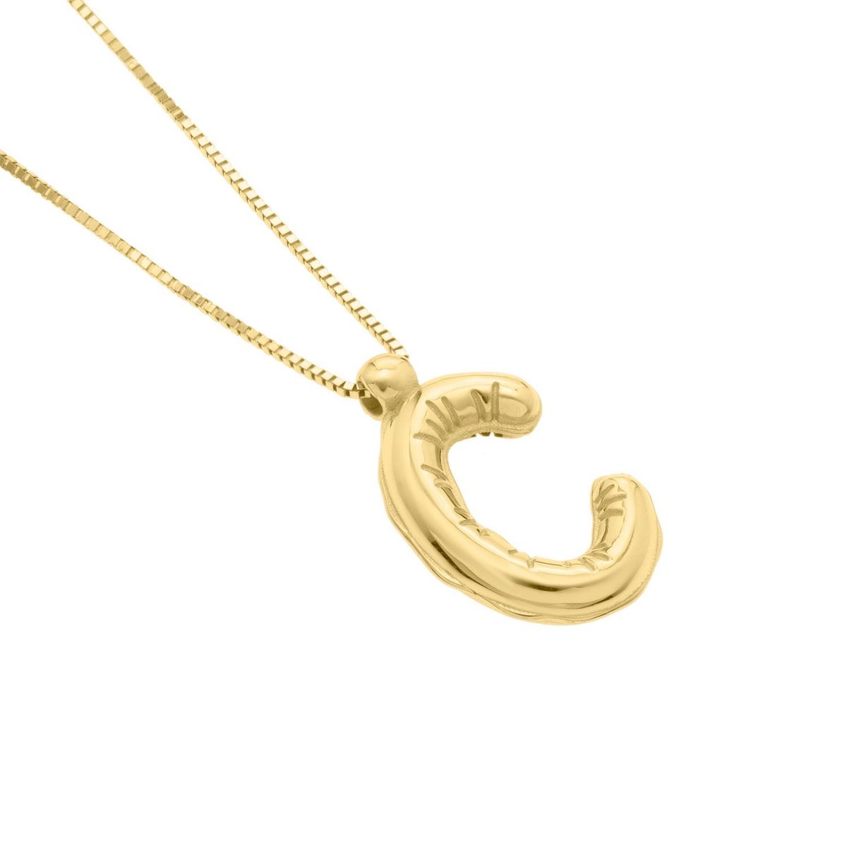 14K Yellow Gold Helium Initial C Pendant thumbnail 3