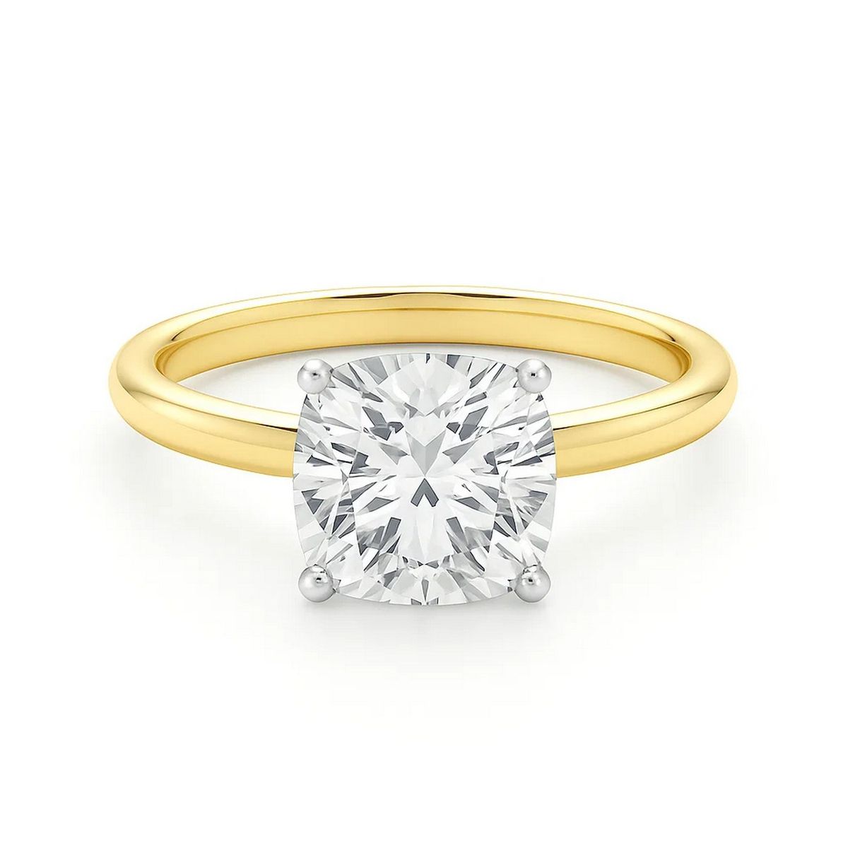 5 Carat Cushion Lab Grown IGI G/VS1 Diamond Solitaire Ring in 10K Yellow Gold thumbnail 4