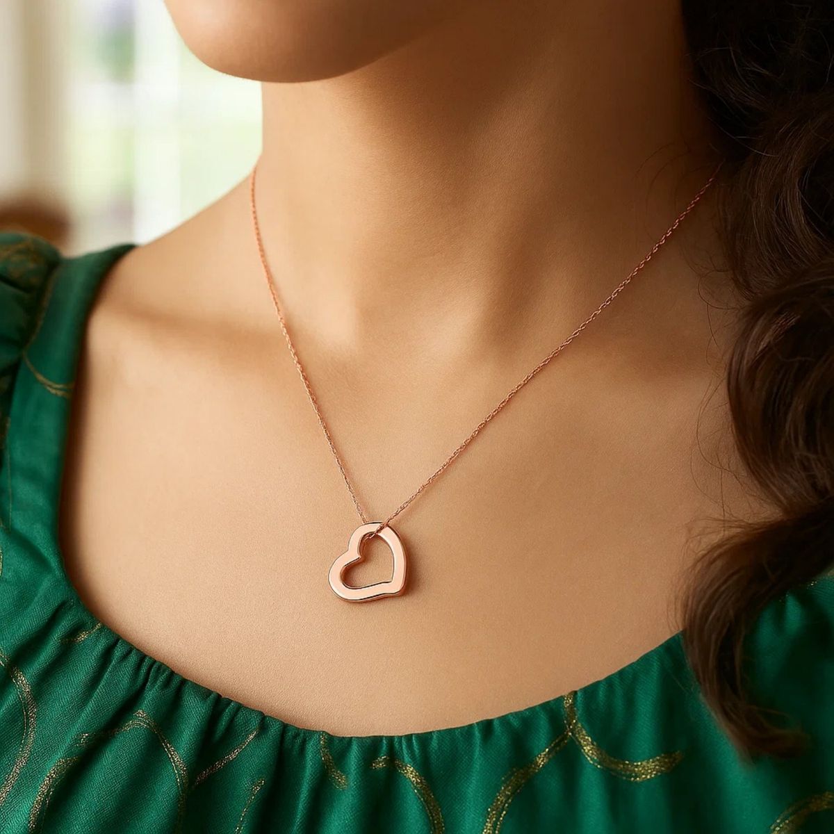 14k Rose Gold Heart Pendant thumbnail 3