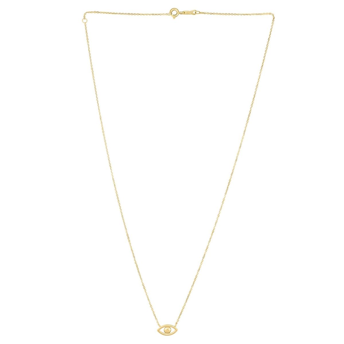14k Yellow Gold Pearl Evil Eye Necklace thumbnail 2
