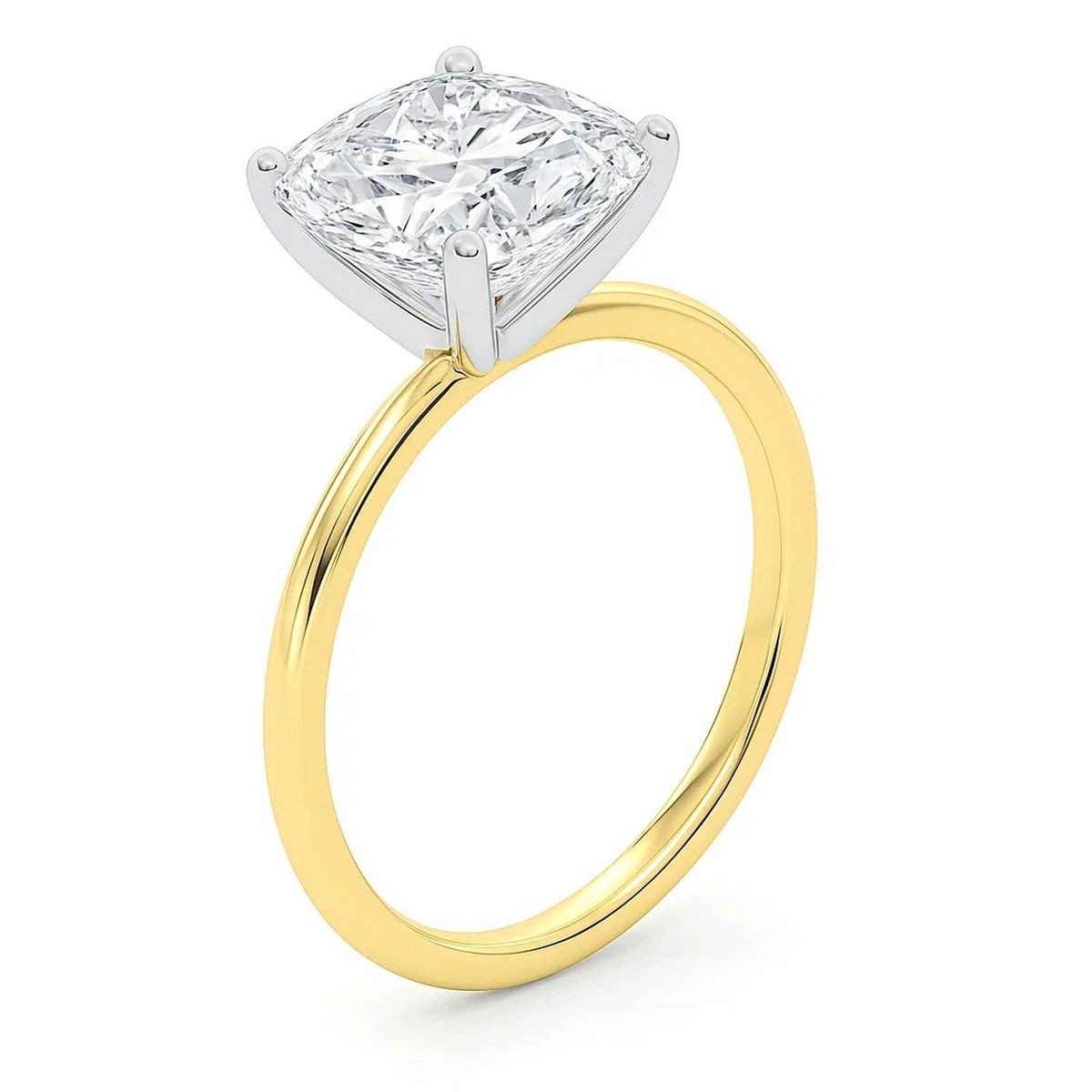 5 Carat Cushion Lab Grown IGI G/VS1 Diamond Solitaire Ring in 10K Yellow Gold thumbnail 3
