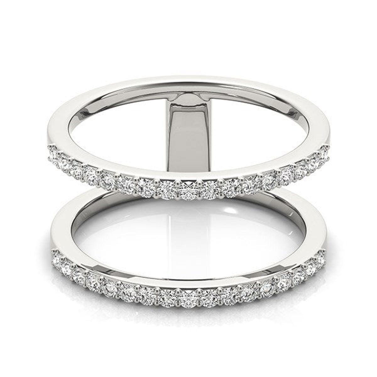 14k White Gold Dual Band Design Ring with Diamonds (1/3 cttw) thumbnail 2