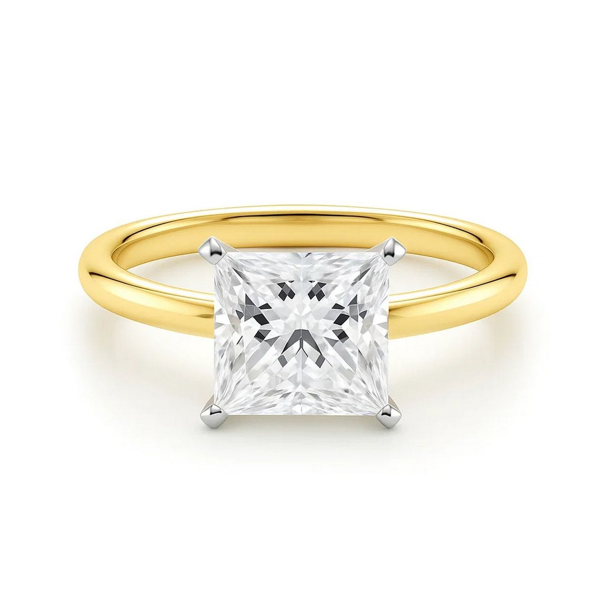 2 Carat Princess Lab Grown IGI G/VS1 Diamond Solitaire Ring in 14K Yellow Gold thumbnail 4