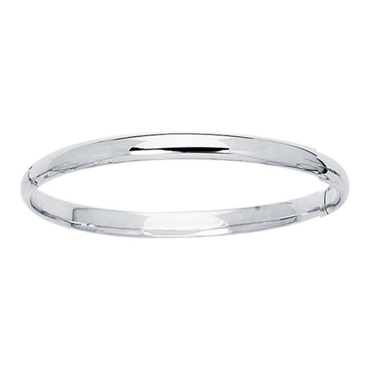 14k White Gold Dome Childrens Bangle with a Polished Finish (5.50 mm) thumbnail 2