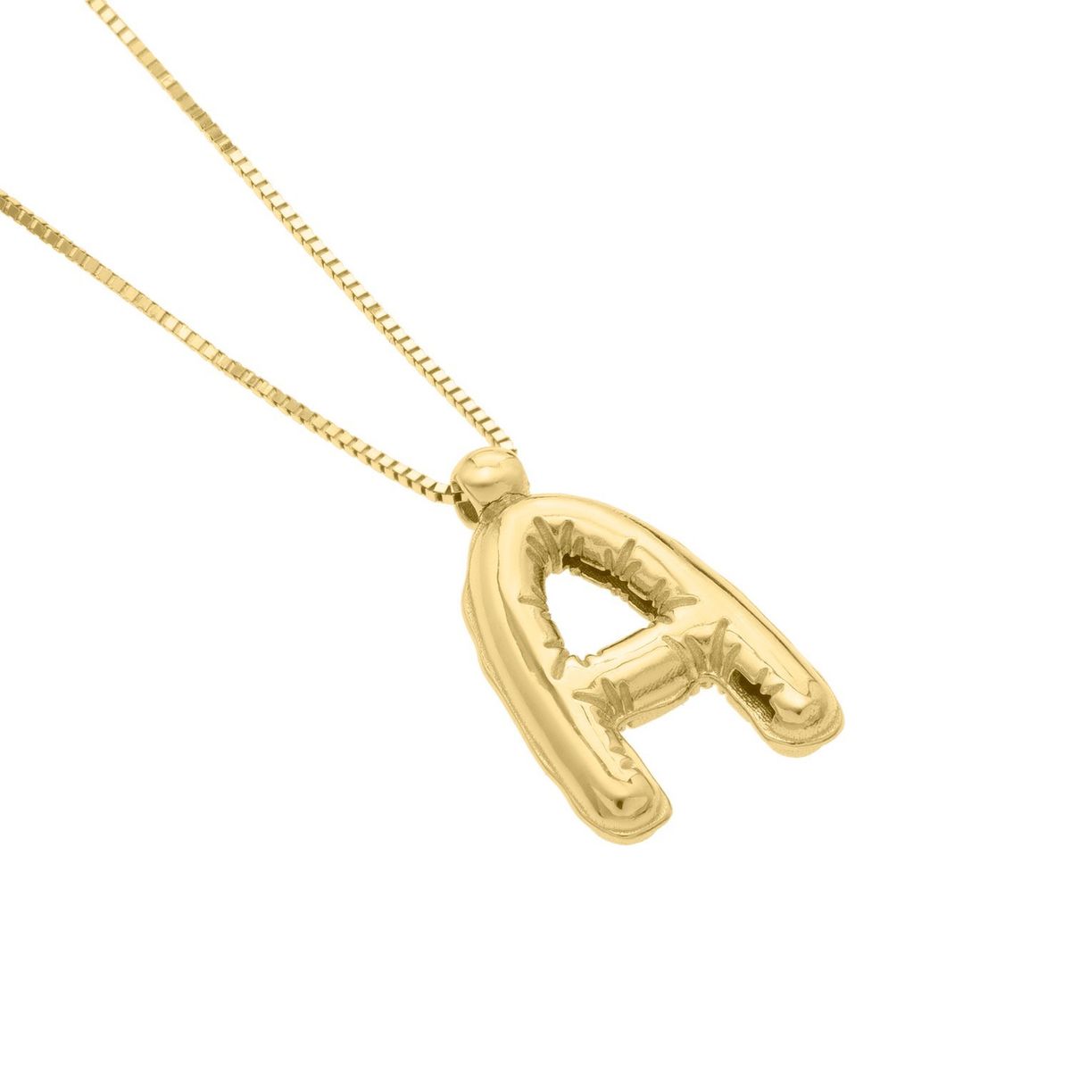 14K Yellow Gold Helium Initial A Pendant thumbnail 3