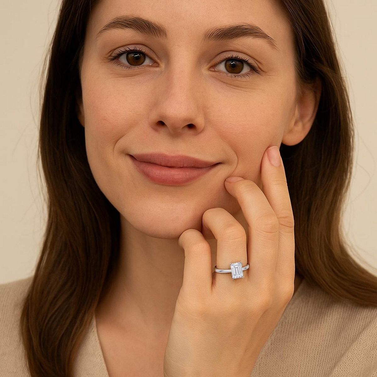 1 1/2 Carat Emerald Lab Grown IGI G/VS1 Diamond Solitaire Ring in 10K White Gold thumbnail 6