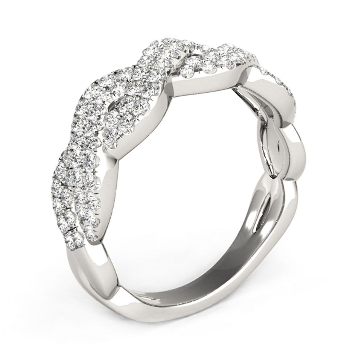Diamond Studded Interlocking Waves Ring in 14k White Gold (5/8 cttw) thumbnail 4