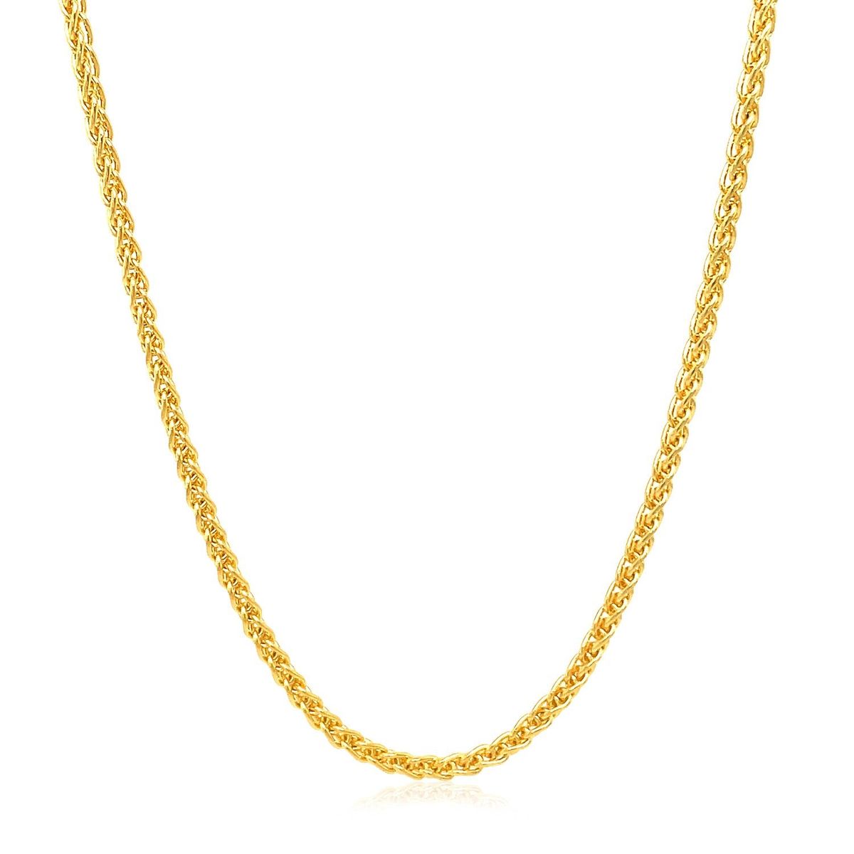 14k Yellow Gold Round Wheat Chain (2.1 mm) thumbnail 2