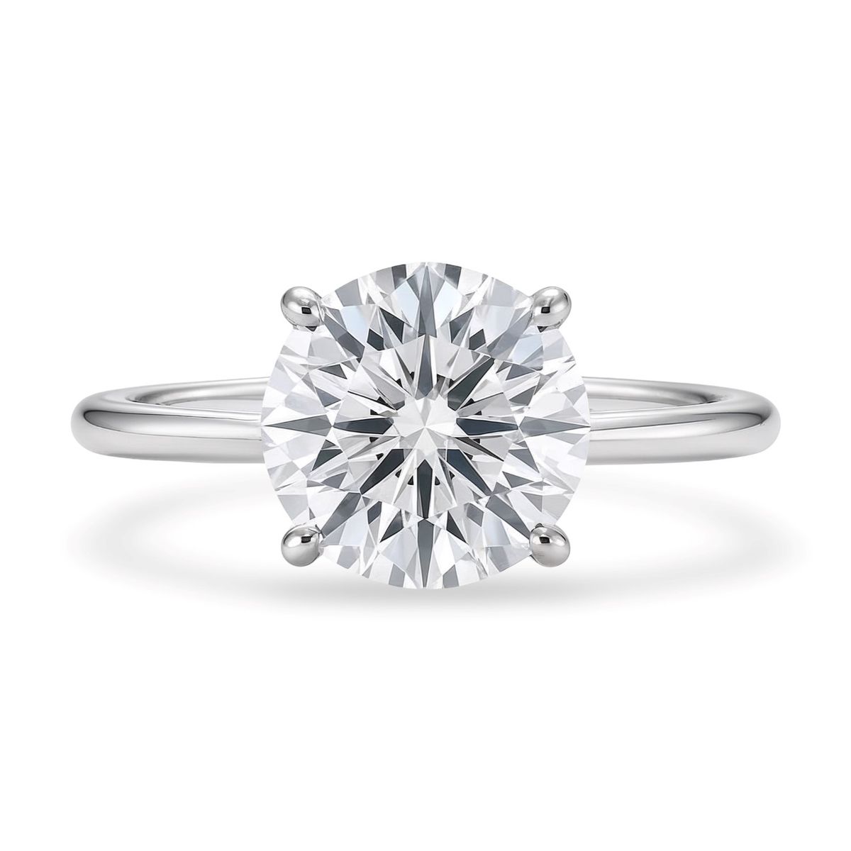 3 Carat Round Lab Grown IGI G/VS1 Diamond Solitaire Ring in 14K White Gold thumbnail 5