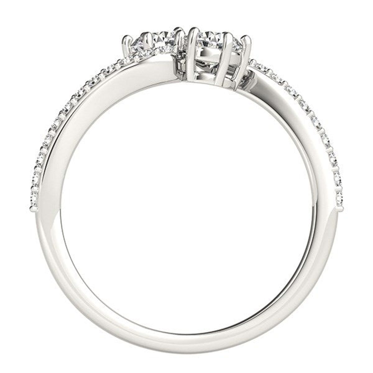 Curved Band Two Stone Diamond Ring in 14k White Gold (3/4 cttw) thumbnail 2
