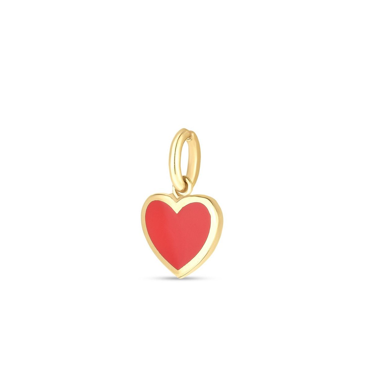 14k Yellow Gold Mini Red Enamel Heart Charm thumbnail 2