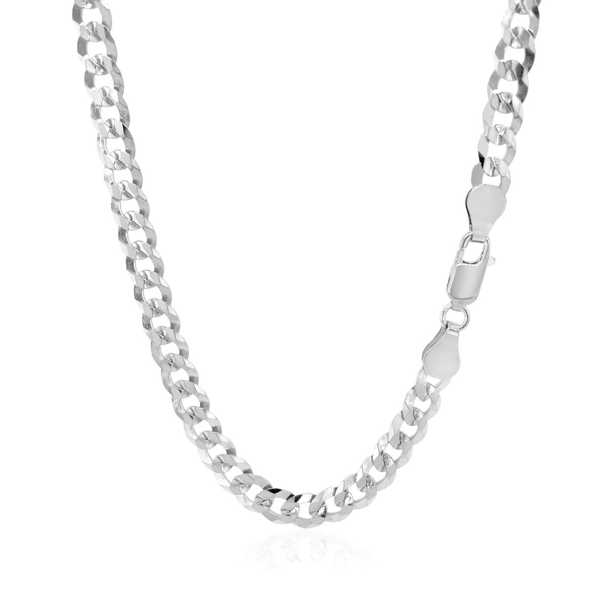 Rhodium Plated Sterling Silver Curb Style Chain (5.50 mm) thumbnail 3
