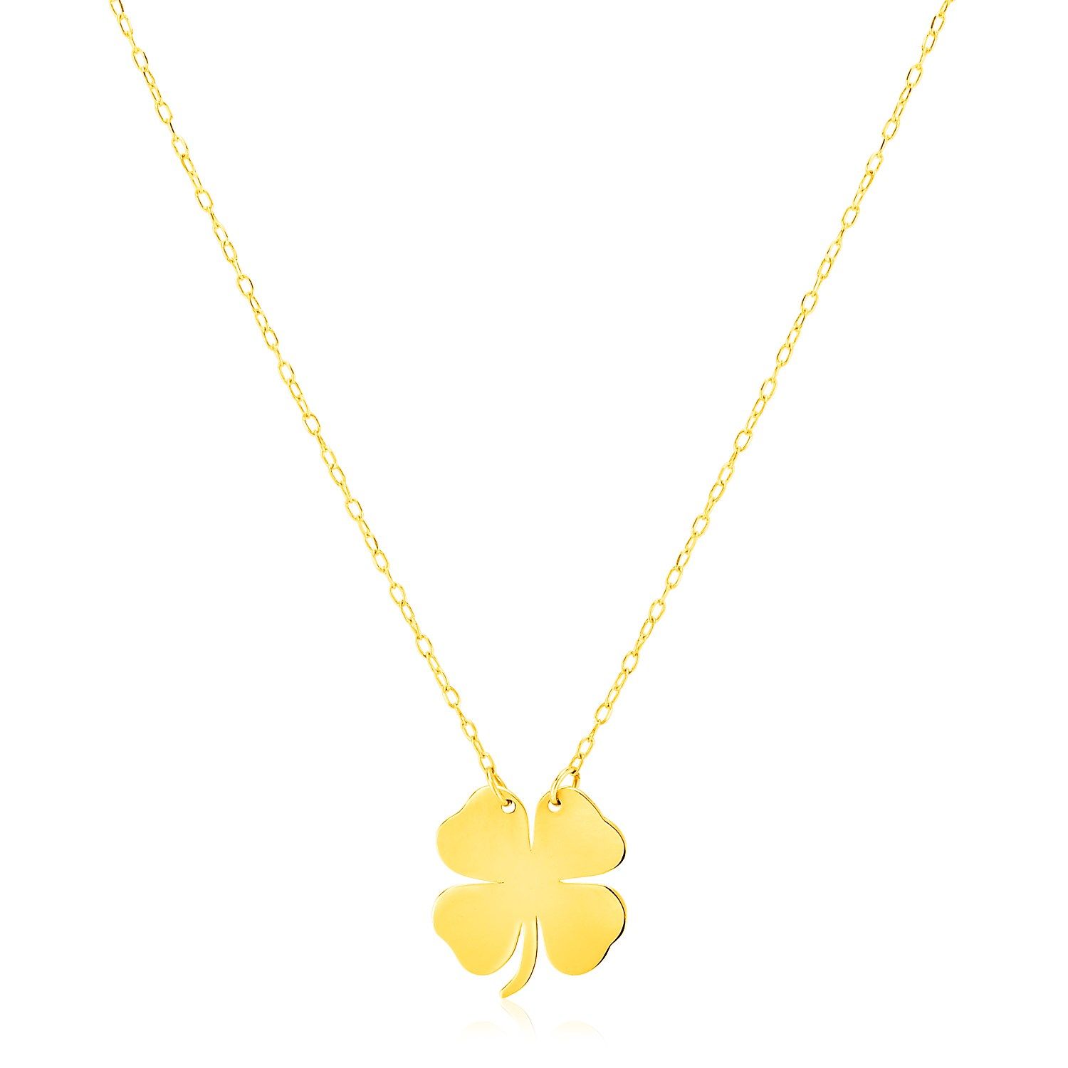 14K Yellow Gold Four Leaf Clover Necklace