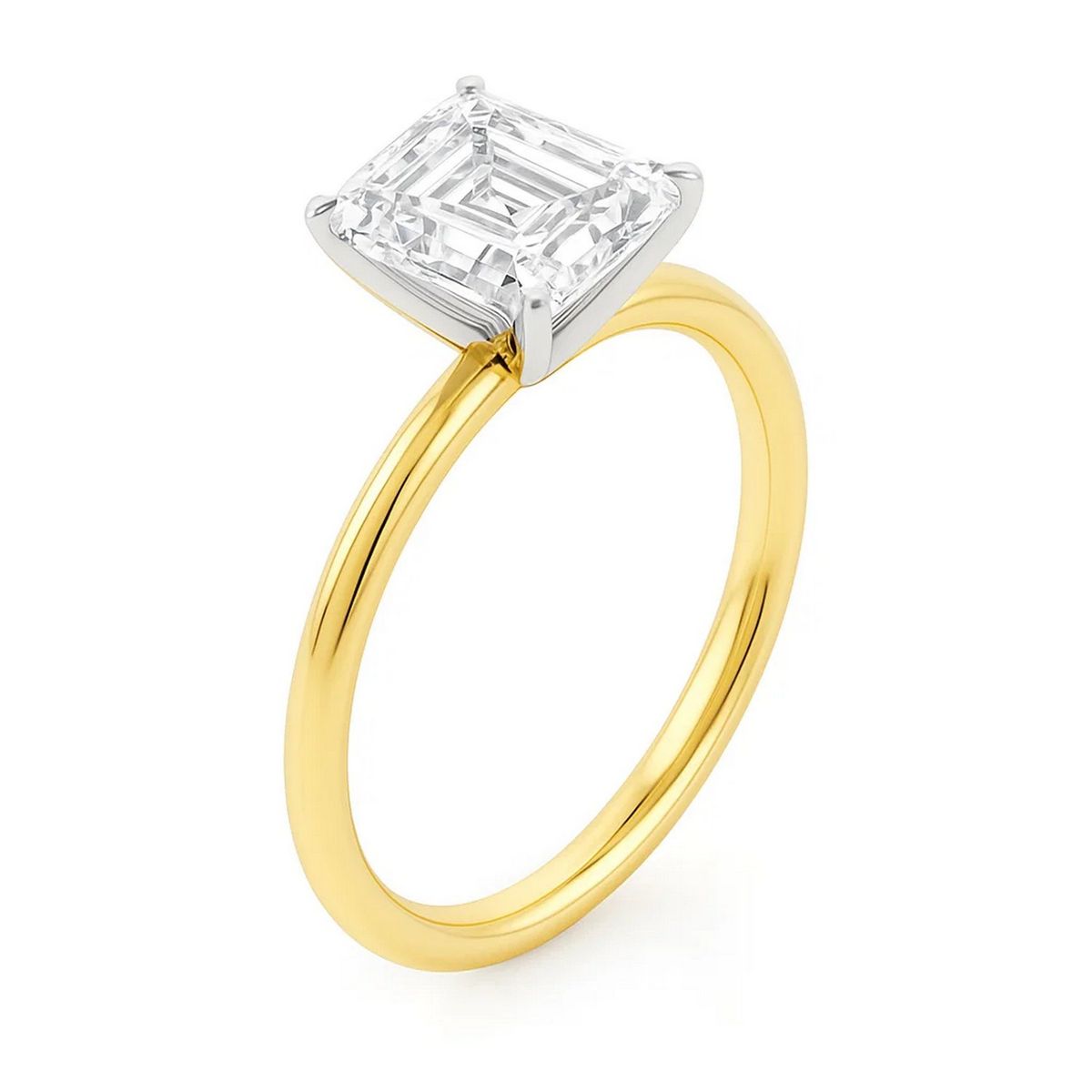 5 Carat Emerald Lab Grown IGI G/VS1 Diamond Solitaire Ring in 10K Yellow Gold thumbnail 3