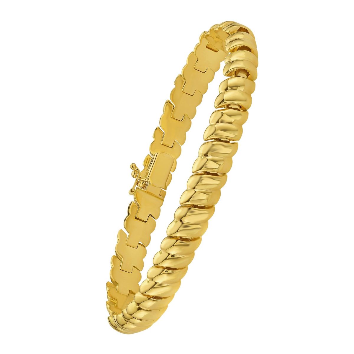 14K Yellow Gold Scalloped Bangle (8.00 mm) thumbnail 3
