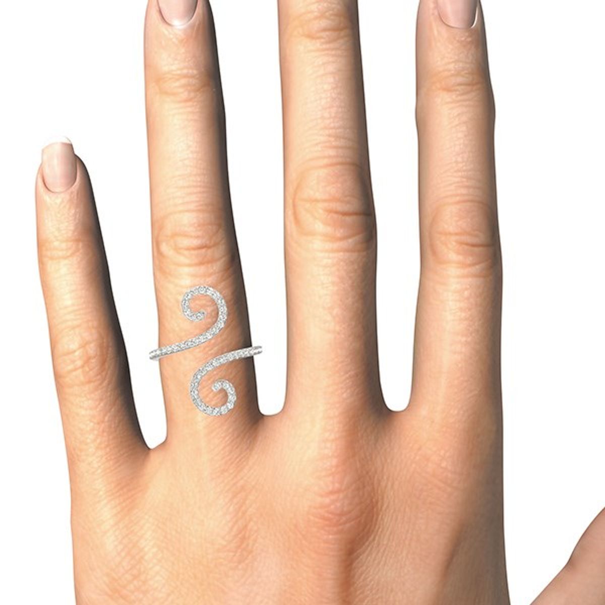 14k White Gold Diamond Open Flourish Style Ring (1/2 cttw) thumbnail 4