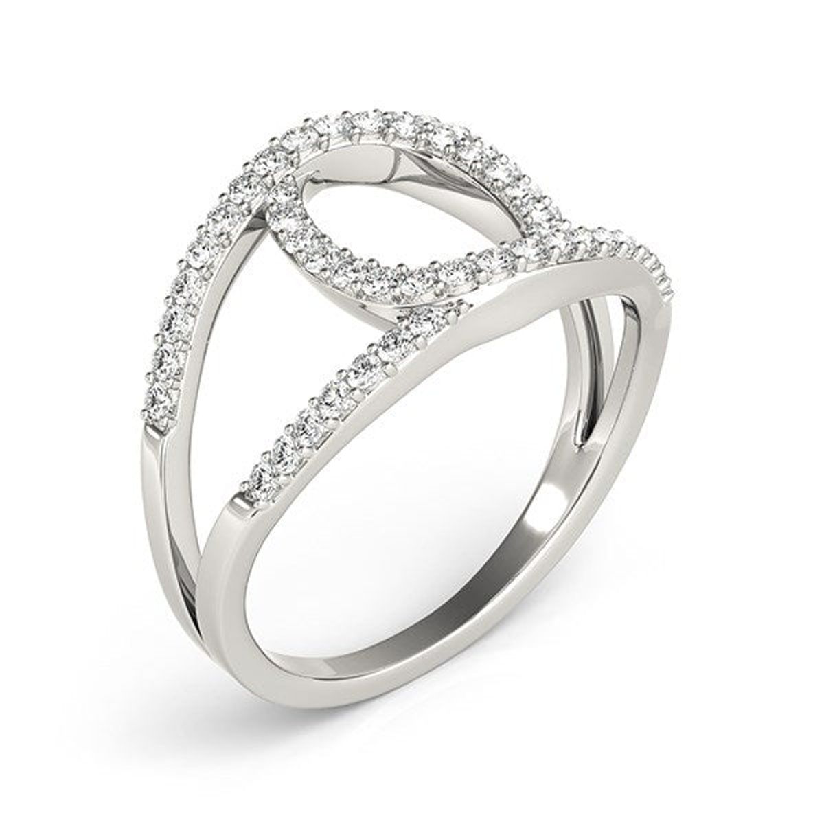 14k White Gold Diamond Loop Style Dual Band Ring (1/2 cttw) thumbnail 3
