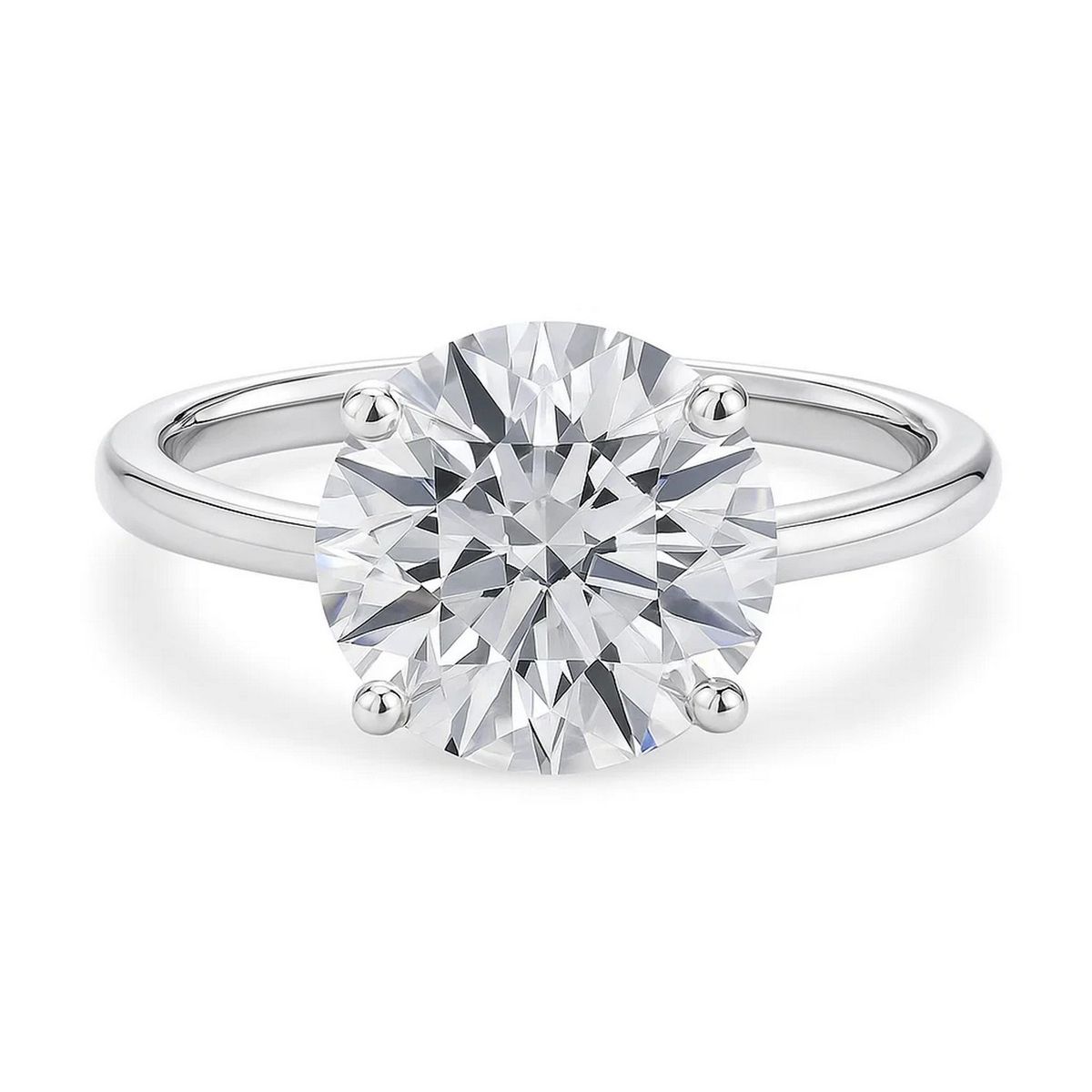5 Carat Round Lab Grown IGI G/VS1 Diamond Solitaire Ring in 10K White Gold thumbnail 4