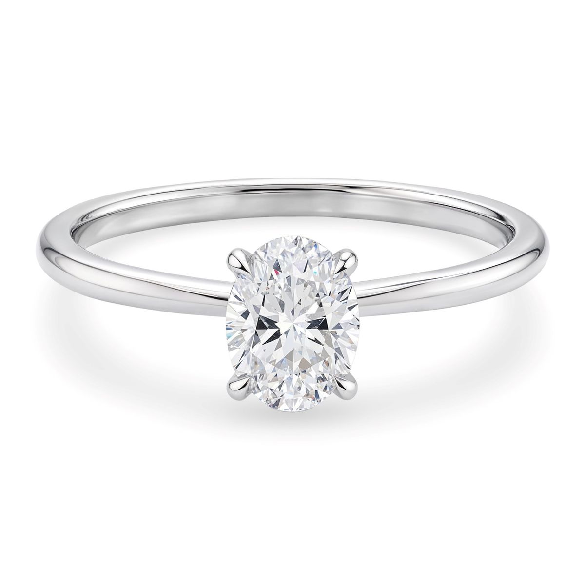 1 Carat Oval Lab Grown IGI G/VS1 Diamond Solitaire Ring in 14K White Gold thumbnail 4