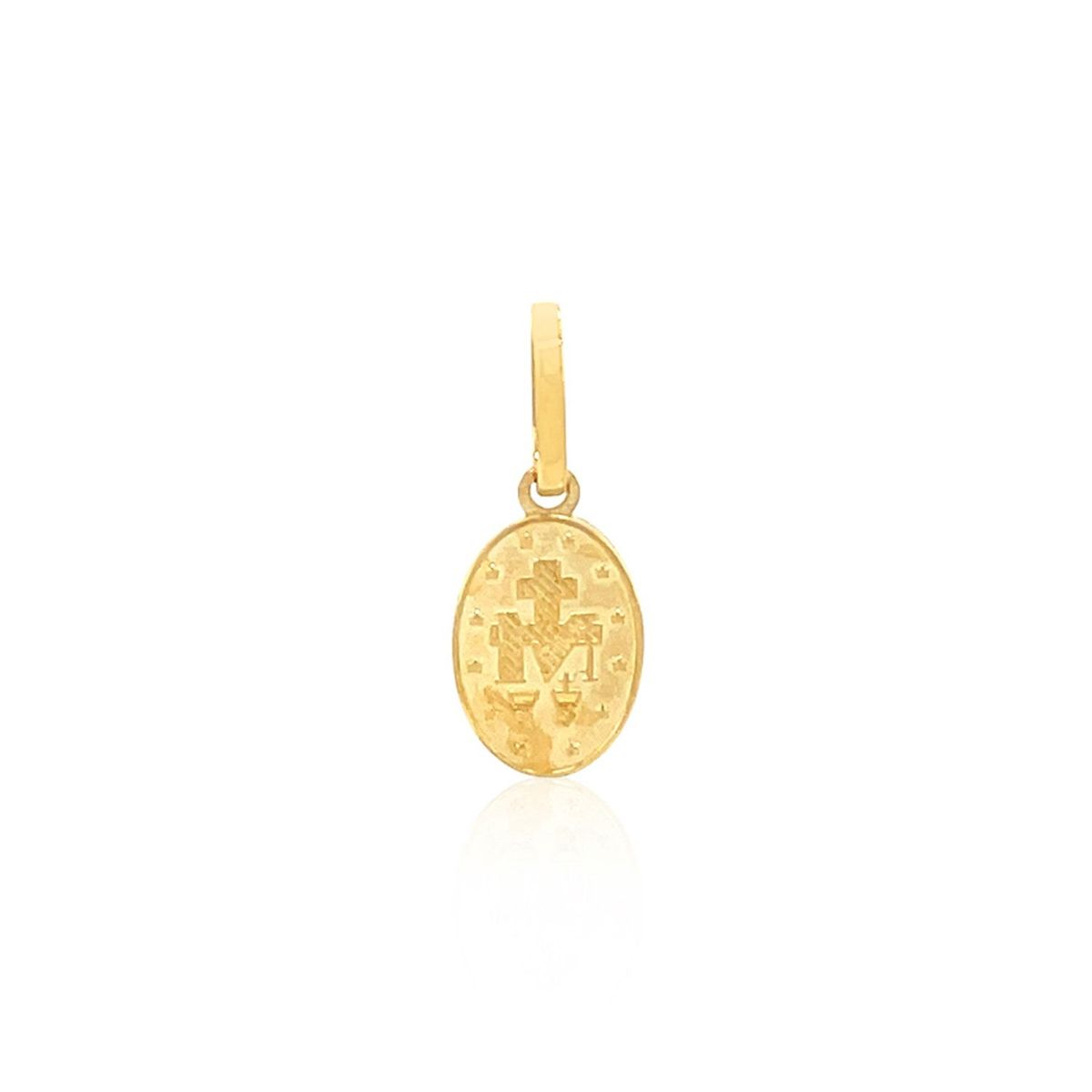 14k Yellow Gold Oval Religious Medal Pendant thumbnail 2