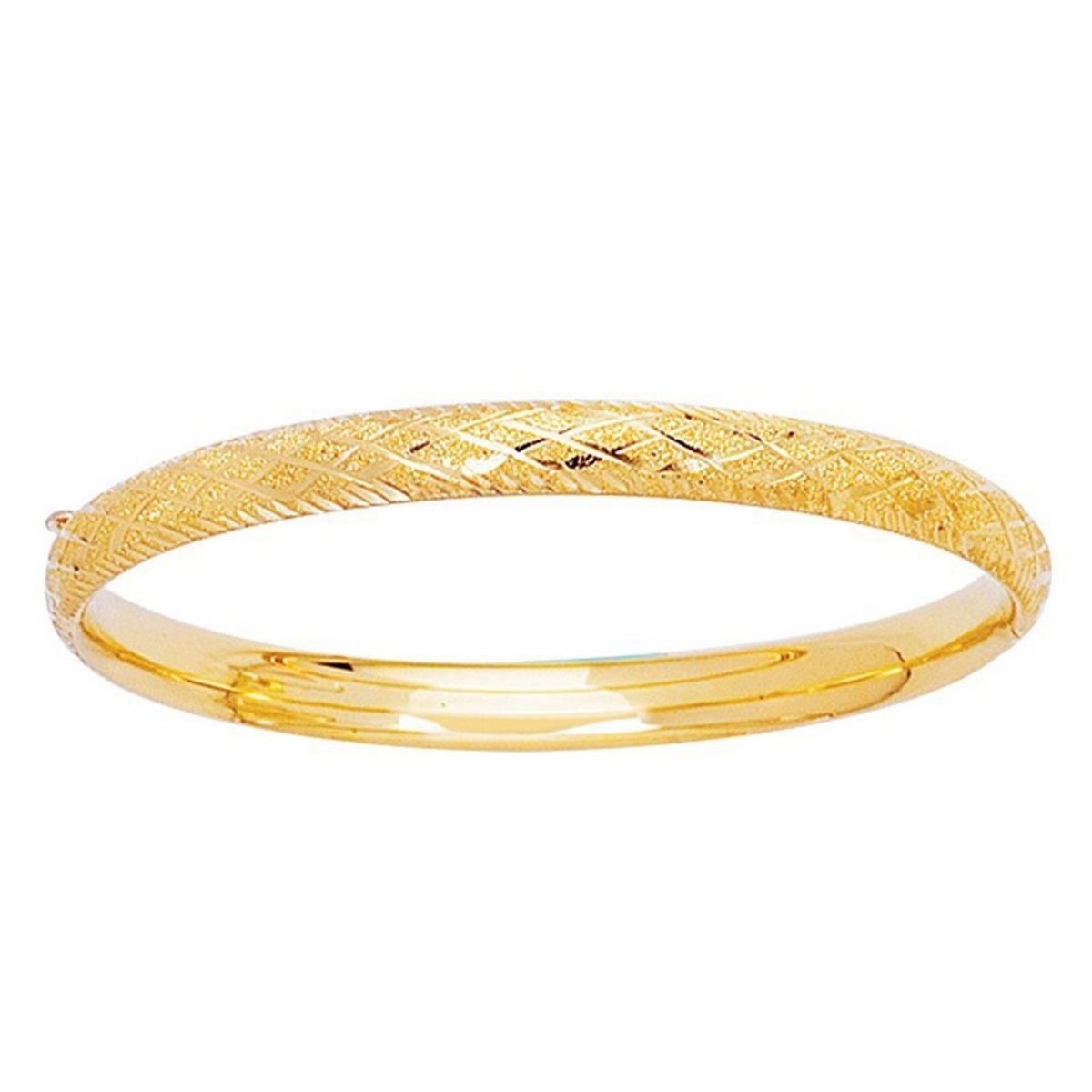 14k Yellow Gold Diamond Cut Design Dome Motif Childrens Bangle (5.50 mm) thumbnail 4