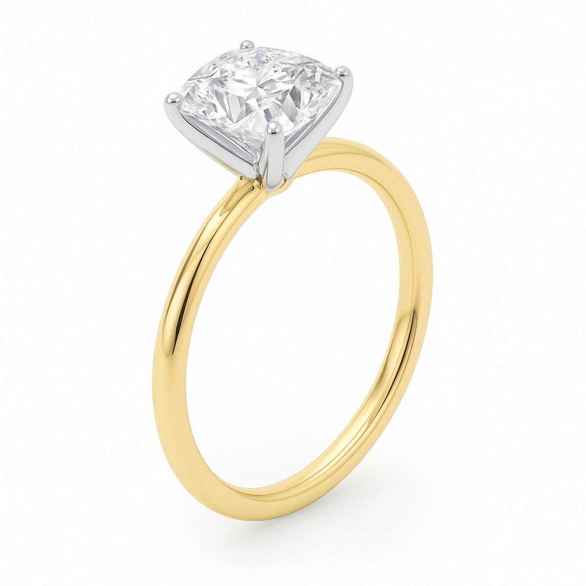 2 Carat Cushion Lab Grown IGI G/VS1 Diamond Solitaire Ring in 14K Yellow Gold thumbnail 3