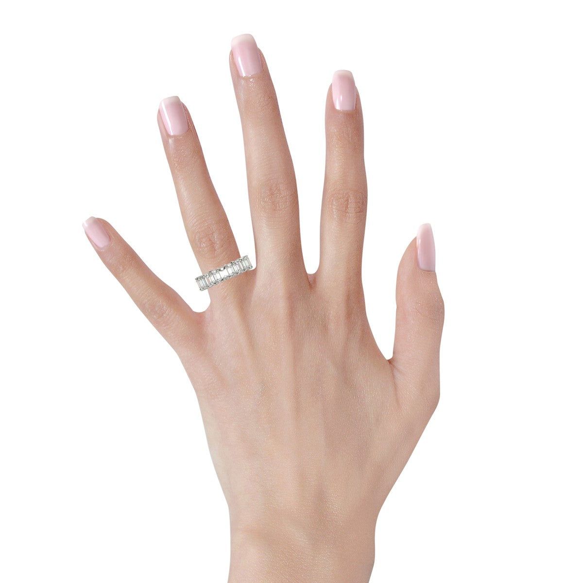 Emerald Cut Lab Grown Diamond Eternity Ring in 14k White Gold (7 cttw FG/VS2) thumbnail 5