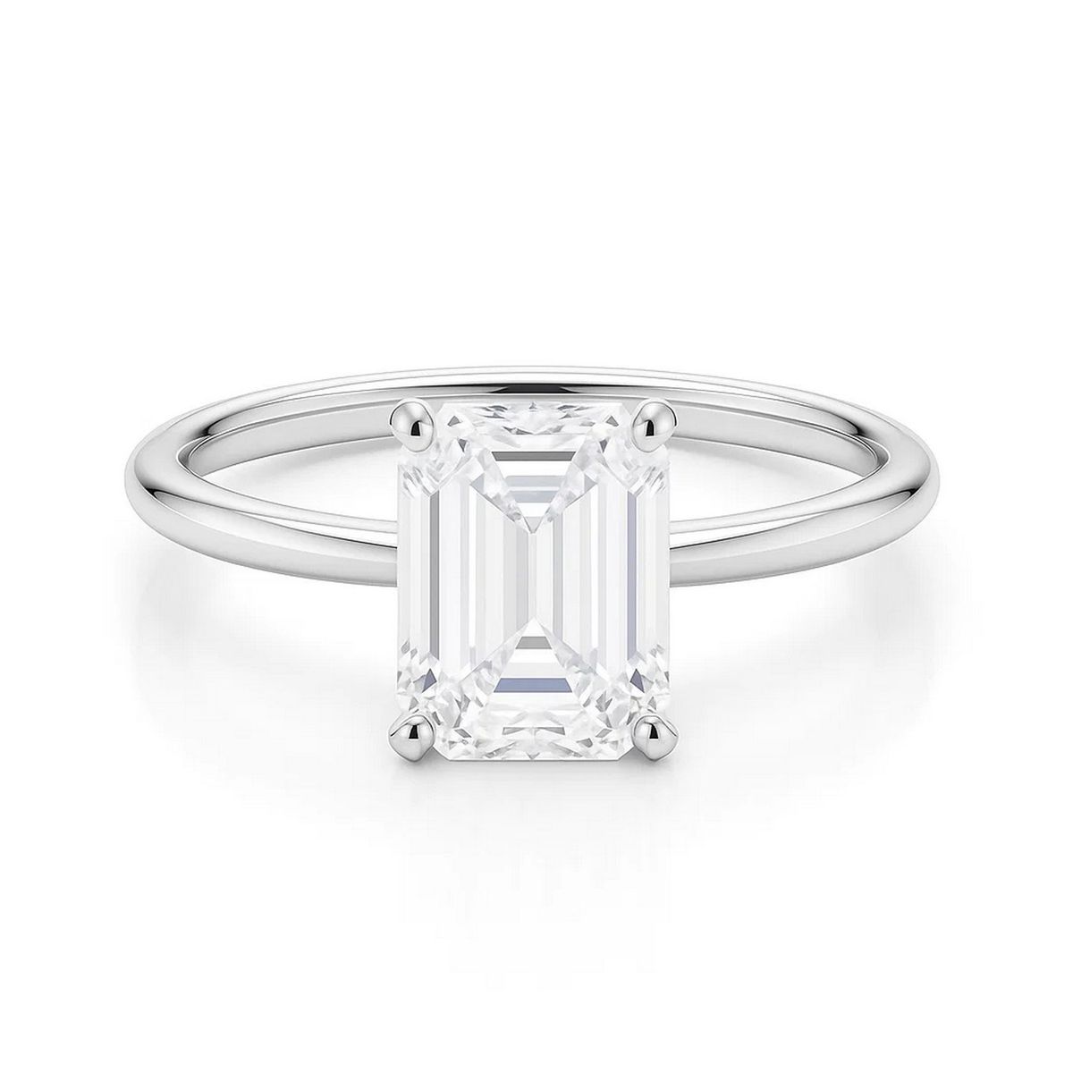 2 Carat Emerald Lab Grown IGI G/VS1 Diamond Solitaire Ring in 10K White Gold thumbnail 4