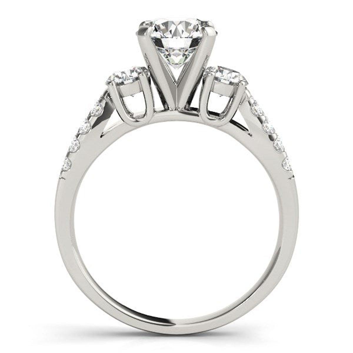 14k White Gold Split Shank 3 Stone Round Diamond Engagement Ring (2 cttw) thumbnail 2