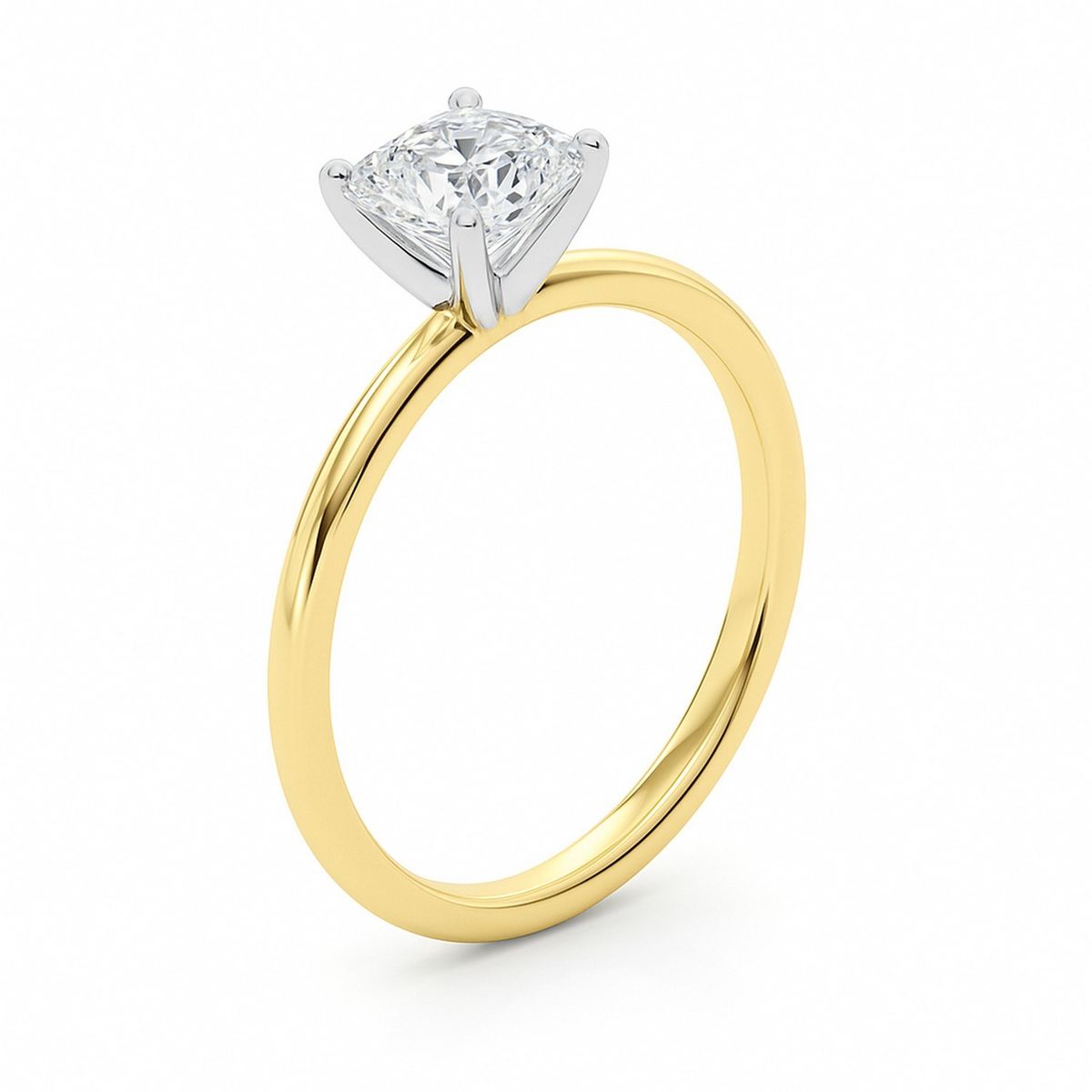 1 Carat Cushion Lab Grown IGI G/VS1 Diamond Solitaire Ring in 10K Yellow Gold thumbnail 3